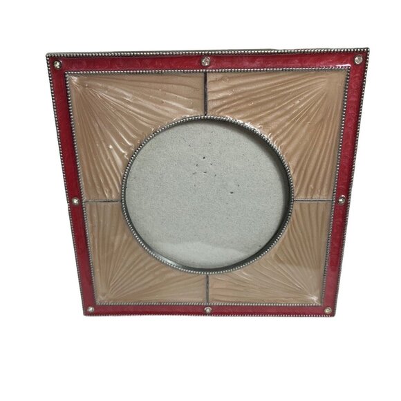 Vintage Picture Frame Stiffel Brown Red Gemstones 6x6 Frame - Picture 3 of 5